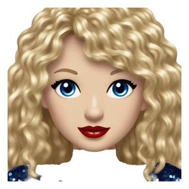 Realistic Taylor swift wearing navy blue glittery sequin bodysuit with tassels and gems and long hair with red lipstick and blue eyes  sticker