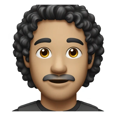 man with white skin and black curly hair, wear casual shirt , closeout face sticker
