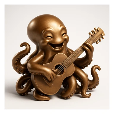 happy octopus with multiple arms playing guitar sticker