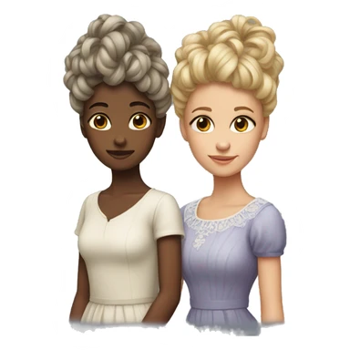 two female siblings with the same elaborate hairstyle sticker