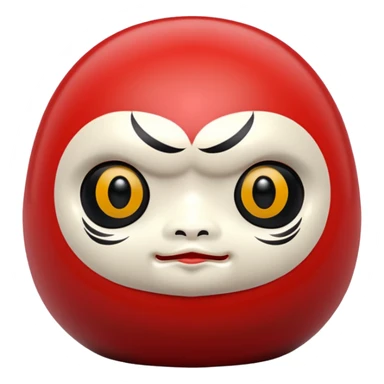 daruma doll, Round body, smooth glossy surface, cutefacial, red primary color with gold details. sticker