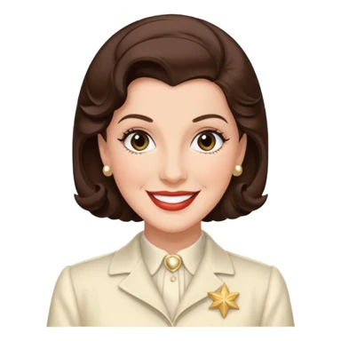 Maxene Andrews from The Andrews Sisters with dark brown hair, ivory outfit sticker
