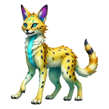 Epic Edgy Colorful ethereal eldritch Sergal-Serval-Vernid full body sticker
