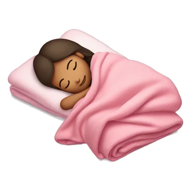 Brunette girl sleeping on side with pink blanket sticker