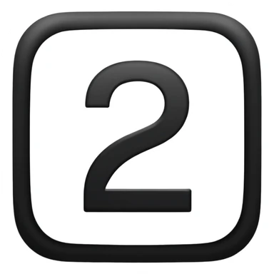 create number 2 in the center of the square shape,  and the square shape is in black color , the number is in white sticker