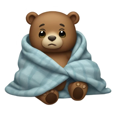 bear cozy in blanket sticker