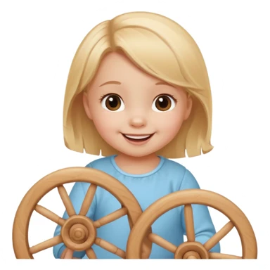 girl baby playing with wheel sticker