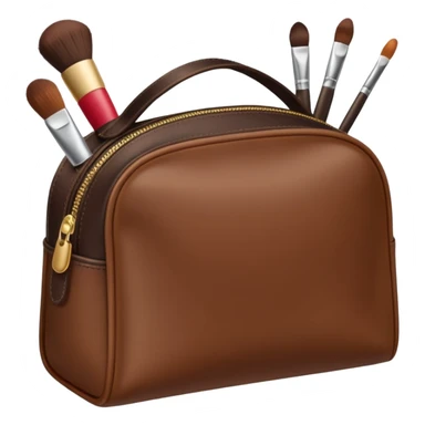 Brown Cosmetic Bag with cosmetics sticker