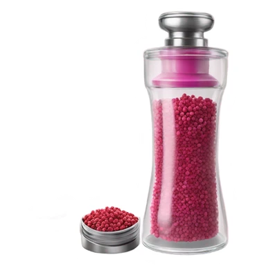 pink peppercorn in grinder bottle sticker