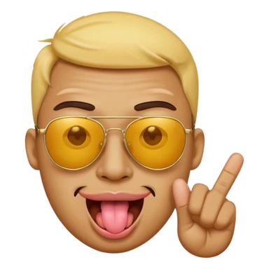 Fassa um emoji simples aquele da carinha amarelo de óculos escuro dando uma língua bem ofensiva e mostrando o dedo do meio da mesma forma.o óculos tem que ser escuro total sticker