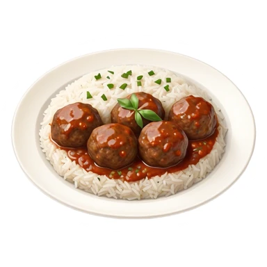 Kofte Cinematic Realistic Kofte Dish Emoji, depicted as spiced meatballs served alongside a portion of fragrant rice, rendered with rich textures and warm, appetizing lighting. sticker
