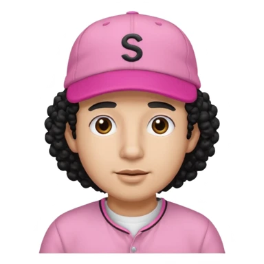 Papi Santana, Rosa keps & svart lockigt hår (kille) sticker