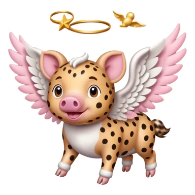 Cheetah print flying pig with angel wings. All skin is cheetah printed sticker