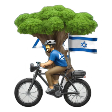 Man tree on bike with Israel flag sticker
