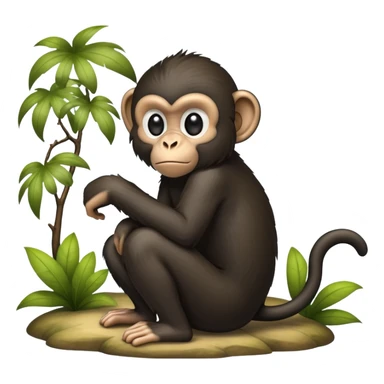 A black monkey pooping  sticker