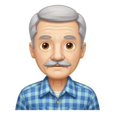 mustached elderly man with vintage shirt sticker
