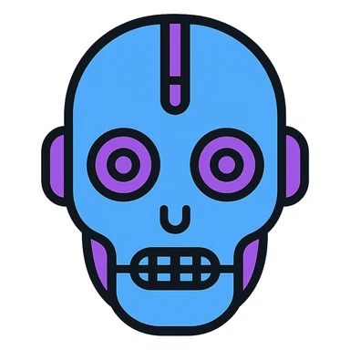 Transform this artificial intelligence emoji into a simple, modern, and easily recognizable AI logo using blue and purple tones, with no background. sticker