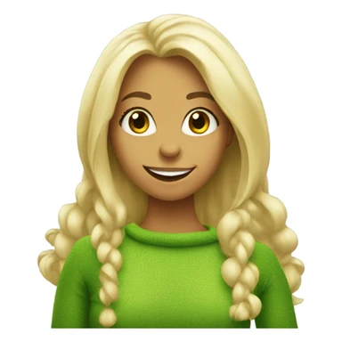 smiling blonde with long hair as Grinch sticker