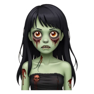 Faça uma mulher zumbi de franja cabelo longo preto piercing no bridge e tub top preto sticker