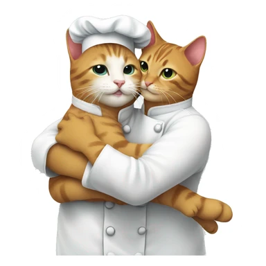 chef cat hugging another cat sticker