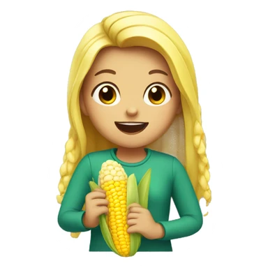 Girl eating corn sticker