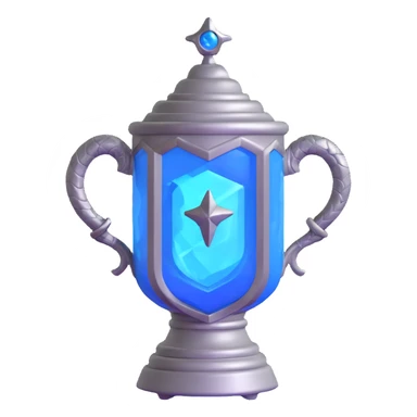 movie-accurate Triwizard Cup from Harry Potter with its iconic hexagonal shape, two large curved serpent handles, metallic silver with blue glow sticker