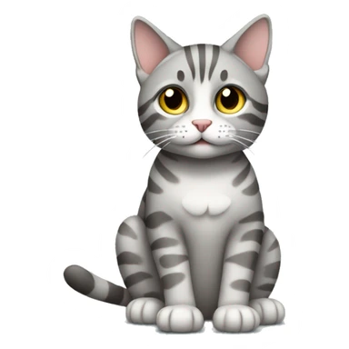 Grey tabby cat full body sitting sticker