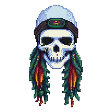 skull with dreadlocks wearing a ski mask sticker