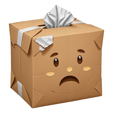 Generate a realistic emoji of a package being damaged. The emoji is simple and has no facial expressions sticker