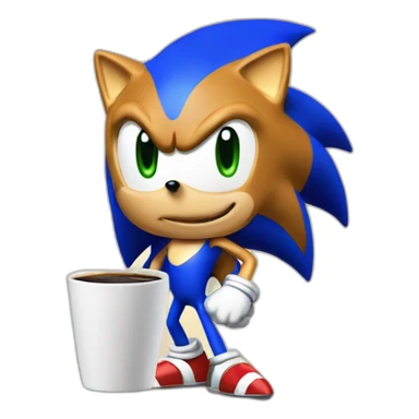 Sonic qui boit un café sticker
