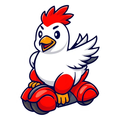 red hawk mascot riding a chicken sticker