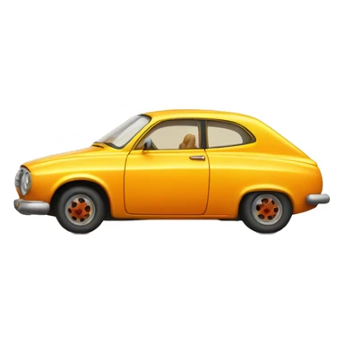 very old car resembling first ever car in yellow-orange color sticker