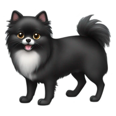 pomeranian, black cat and gray mouse sticker