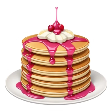 Pancake stack with pink syrup and fruit  sticker