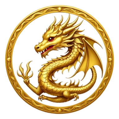 Golden Dragon crest/brosch in a circle sticker