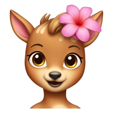 A sweet little bambi with a pink tropical flower on her head  sticker