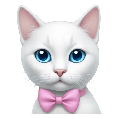 white cat with a pink bow and blue eyes sticker