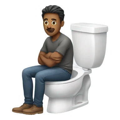 Man sitting on toilet sticker