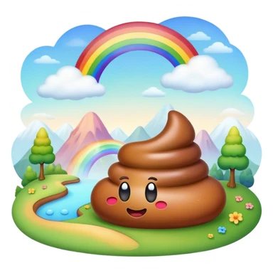 rainbow poop emoji dreamy landscape  sticker