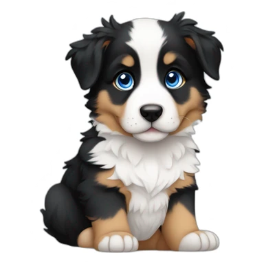 puppy black, white and fire american shepherd with blue eyes sitting sticker