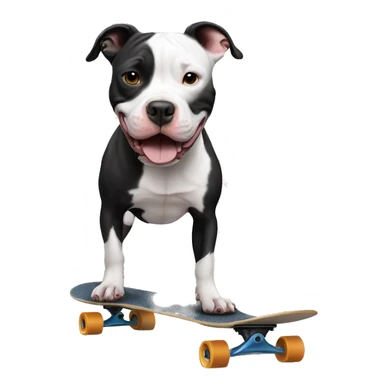 Black and white pitbull on a skateboard sticker