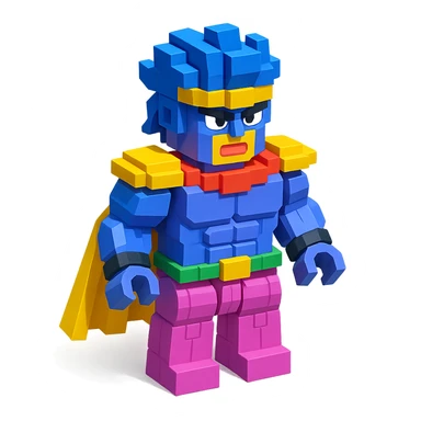 Stand Star Platinum from JoJo's Bizarre Adventure Season 3, as a LEGO minifigure, muscular build, blocky LEGO style, vivid colors sticker
