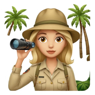 Woman + binoculars,Jungle Explorers. sticker