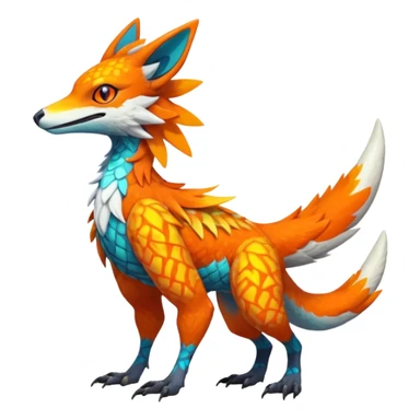 Colorful Fruity Neon Warm-colored Tropical Exotic Vernid-Sergal-Trico-Silvally-Nargacuga-fusion-hybrid-animal-creature, full body sticker