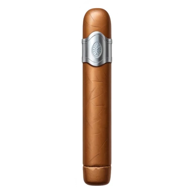 A luxury cigar emoji made of silver chrome, smooth metallic texture, minimal shape, glossy reflections, rich swag aesthetic, iOS emoji style, centered, clean white background sticker