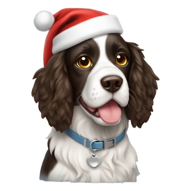 Springer spaniel with Santa hat sticker