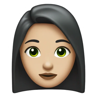 a girl with dark straight long hair and green eyes, plump lips sticker