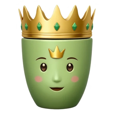 a matcha cup with a crown  sticker