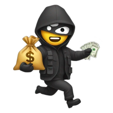 robber with a money sack behind their back making their escape sticker