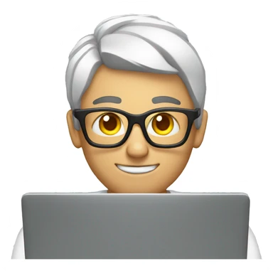 muscular white nerd in front of laptop coding sticker